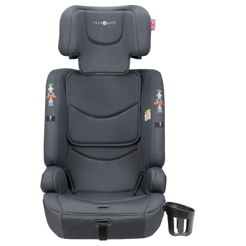 image 1 of Cozy N Safe Everest i-Size Car Seat 76-150cm, ISOFix & Top Tether, 5 Point Harness, Forward Facing High Back Booster, Adjustable Headrest, Cup Holder, Kids Car Seat 9 Months to 12 Years (Slate)