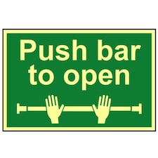 Scan Push Bar To Open - Photoluminescent 300 X 200mm - Multi Colour - 200 x 300mm