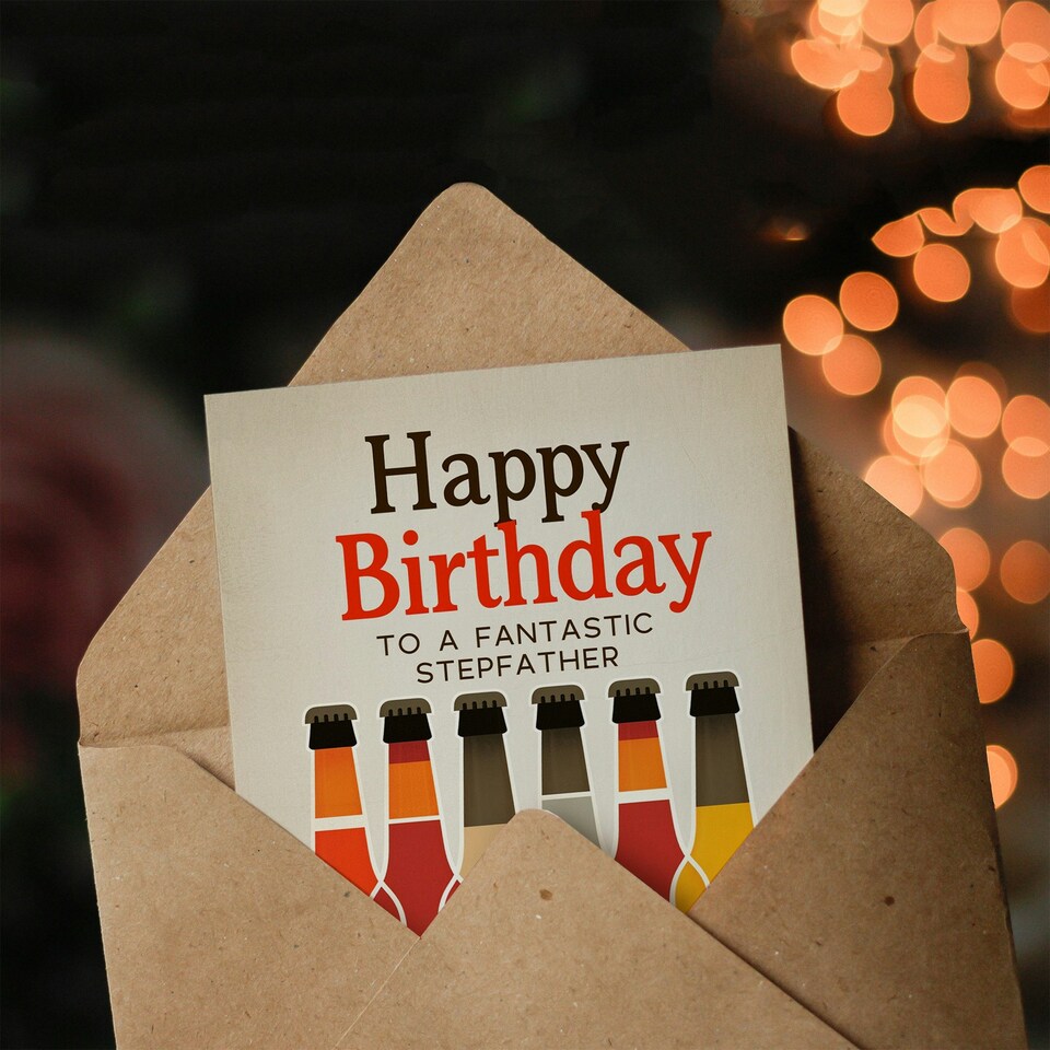 image 1 of Fantastic Stepdad Craft Beer Lover Row Birthday Card