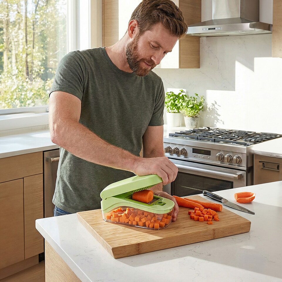 image 1 of Living and Home 17 in 1 Multi-functional Vegetable Chopper | Green