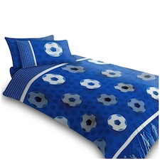 VELVETIO Football Goals Duvet Cover Set Soft Polycotton Reversible Kids Beddings Blue | Double