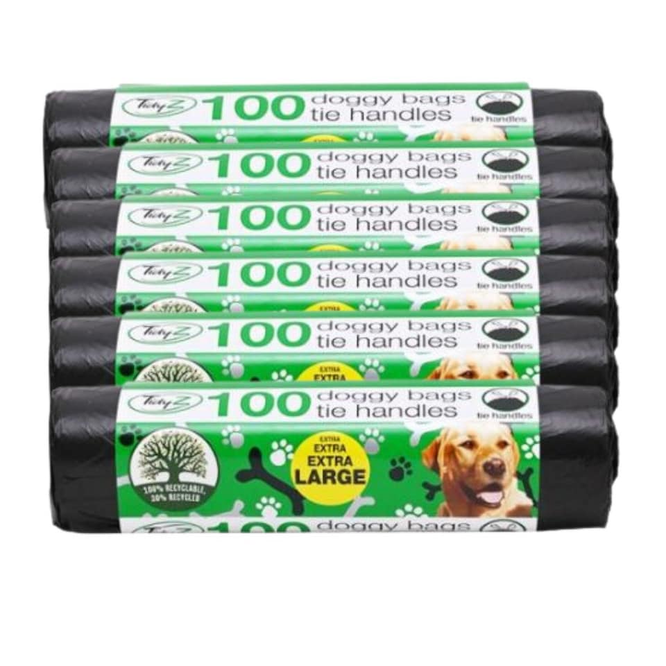 TidyZ XXL Doggy Bags with Tie Handles 100 Assorted Pack