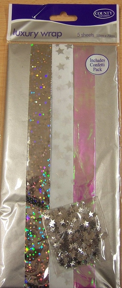image 1 of Pack of 5 Silver Coloured Luxury Gift Wraps 50 x 70cm