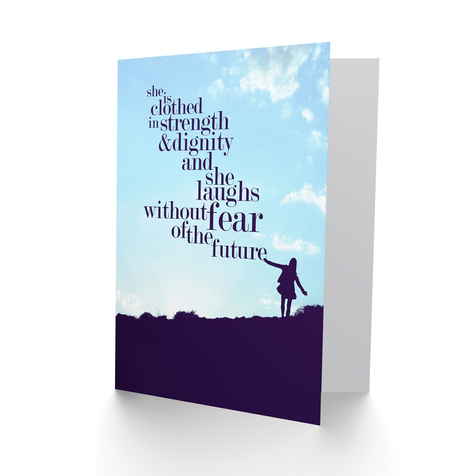 image 1 of Quote She Dressed Strength Dignity Greetings Card