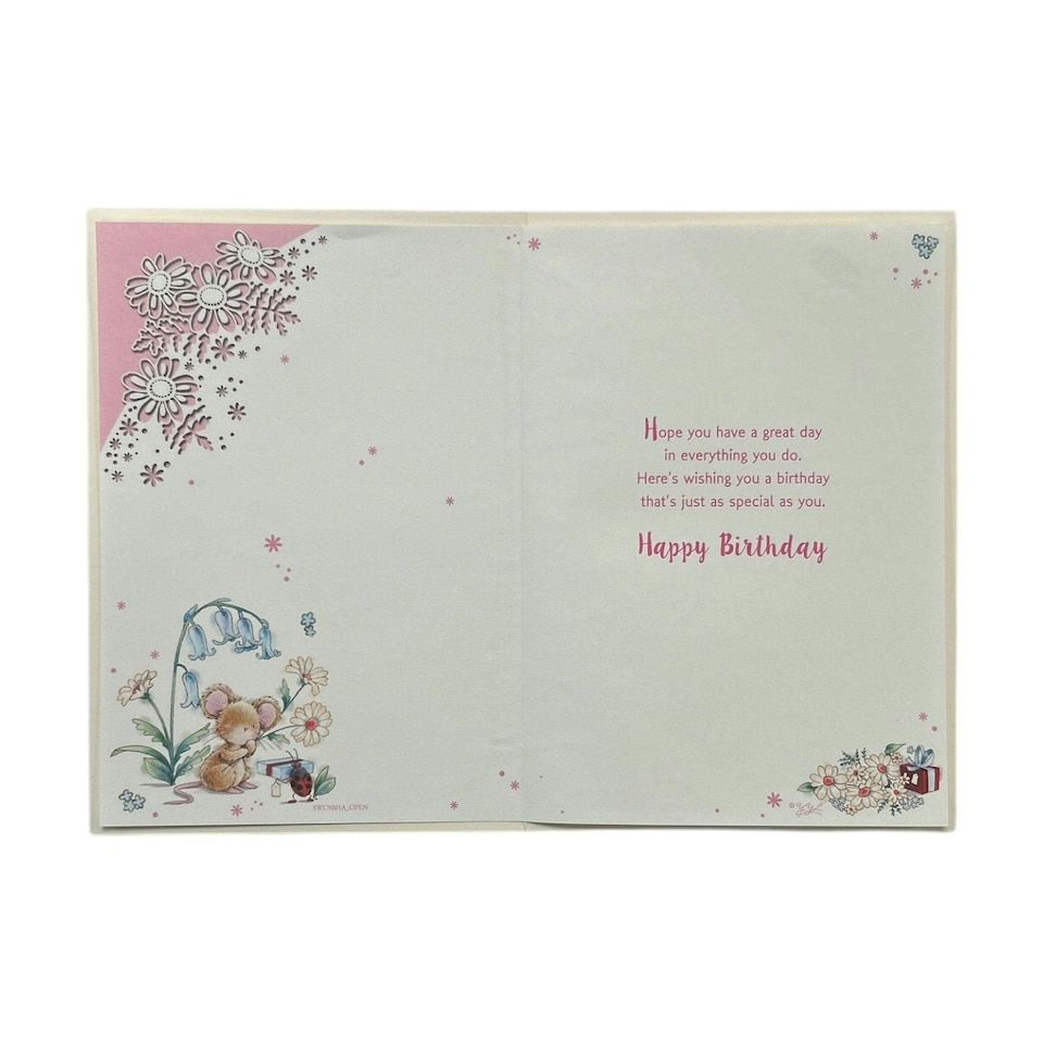 image 1 of To Dear Daughter Cute Mouse with Flowers Design Birthday Card