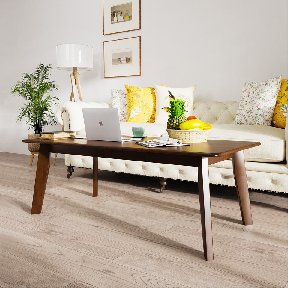 image 1 of COSTWAY 120CM Rectangular Coffee Modern Coffee Table Brown
