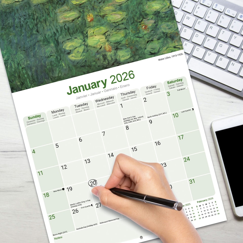 image 1 of Monet 2026 Calendar | Square Wall Calendar | Art & Artist Gift | Plastic Free Packaging | by Avonside Publishing