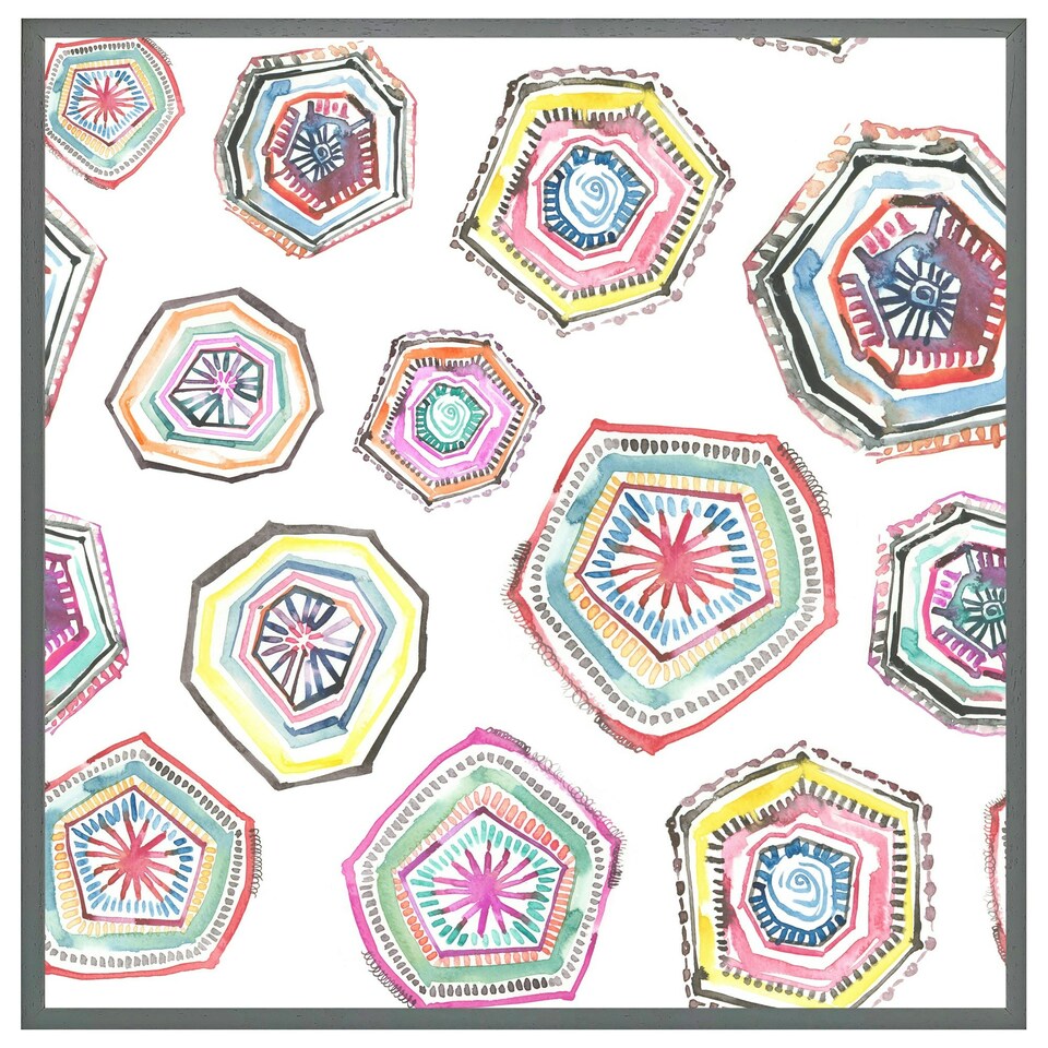 image 1 of Hand painted multicolour watercolour  geometrical pattern (Picutre Frame) Grey | XS