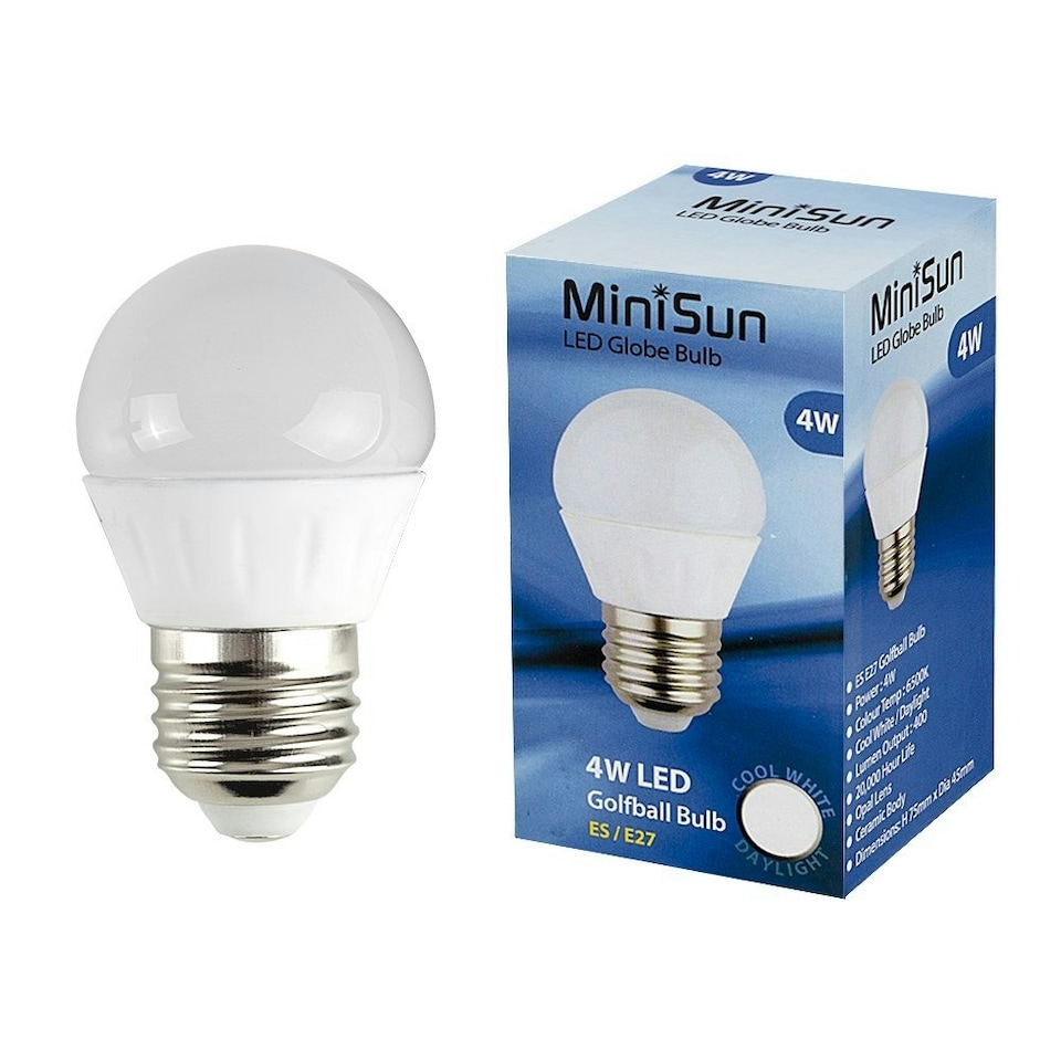 image 1 of ValueLights 10 Pack E27 White Plastic Globe LED 4W Cool White 6500K 400lm Light Bulb