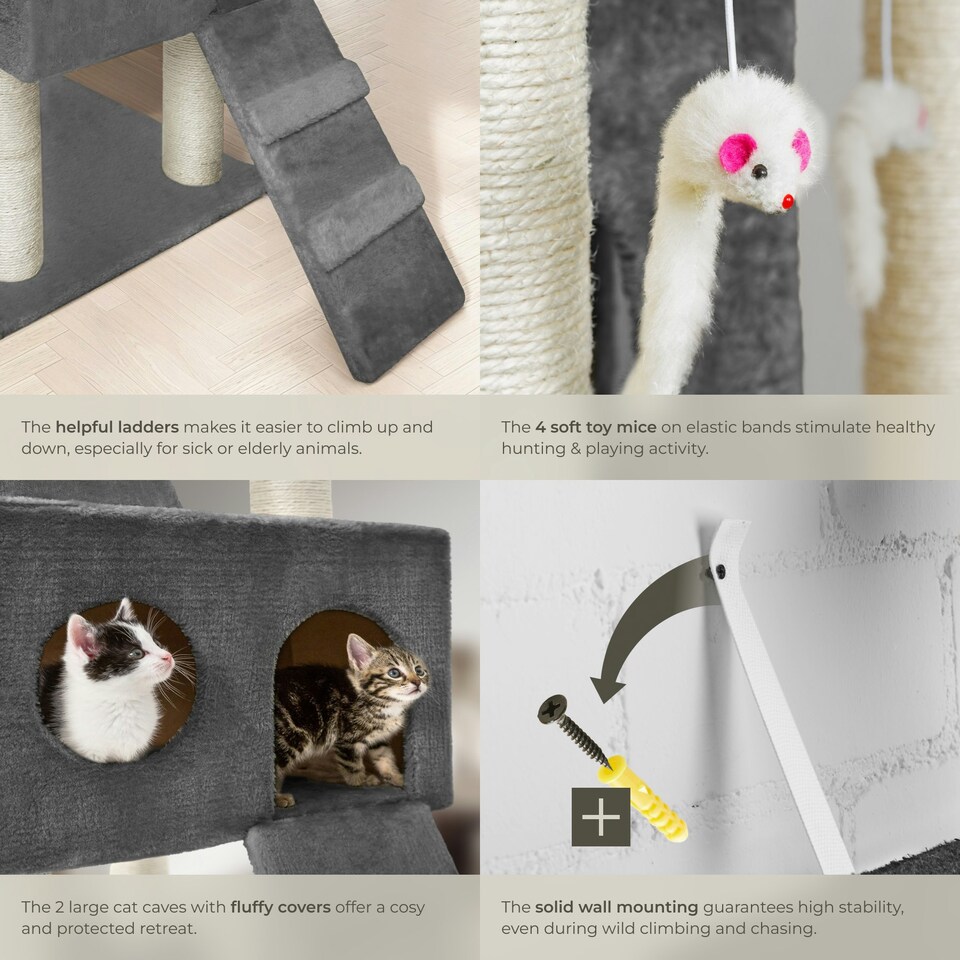 image 1 of Cat Tree Knuti - 186 cm, sisal cat scratching post - Anthracite