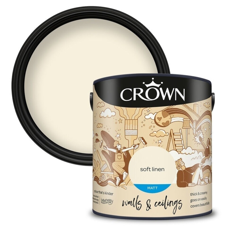 image 1 of Crown Walls & Ceilings Matt 2.5L Soft Linen