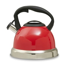 Interiors by Premier 3000ml Red Whistling Kettle, Durable Stainless Steel Stovetop Kettle With Whistle & Cool Touch Handle