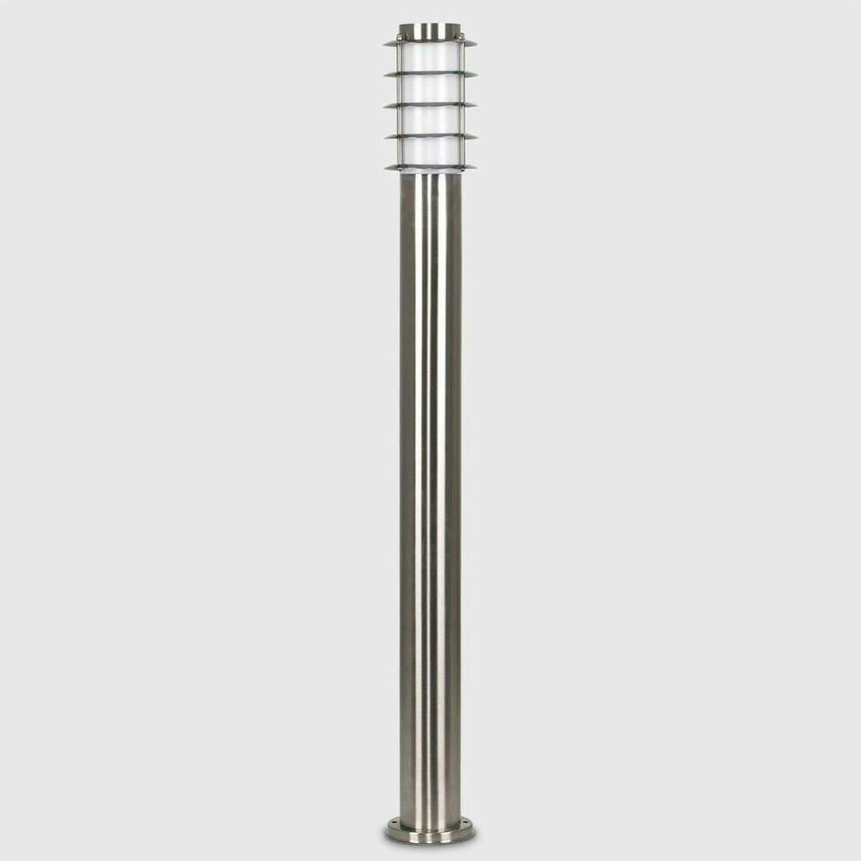 image 1 of ValueLights Wharf Outdoor Stainless Steel 1 Metre Bollard Lantern Light Post & Warm White LED Bulb