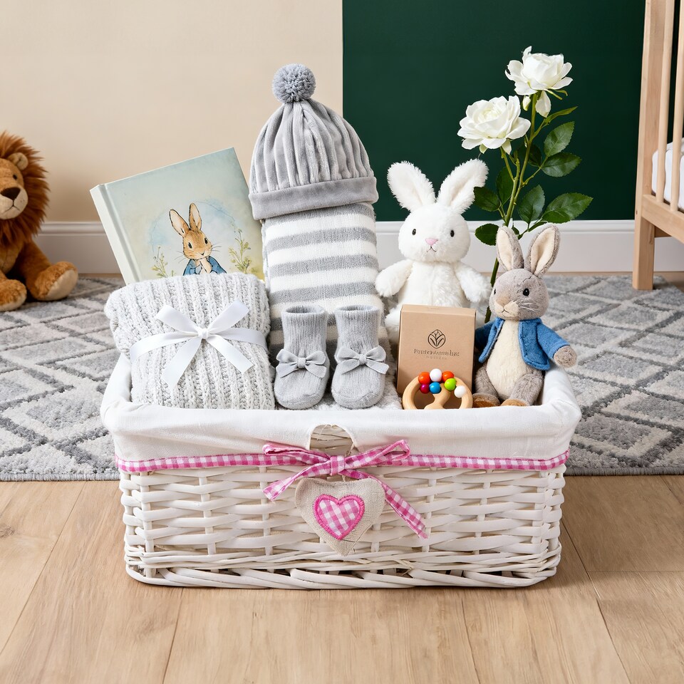 image 1 of Wickerfield Rectangular Wicker Storage Basket with Fabric Lining for Home Storage, Shelves & Gift Hampers
