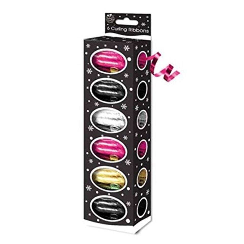 image 1 of 6 x Rolls Traditional Curling Ribbon Pink Red Gold Silver Black Wrapping Christmas Presents