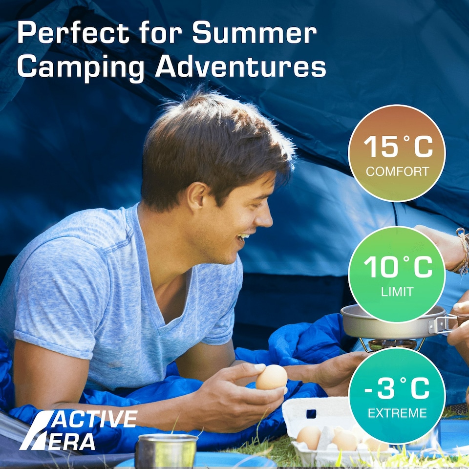 image 1 of Premium Warm Lightweight Envelope Sleeping Bag (200 GSM) - 2 Seasons - 2 Seasons