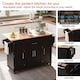 image 4 of VILUXE Mobile Kitchen Island with Foldable Worktop, Hidden Cutlery Drawer, Large Drawer, Adjustable Shelves, Door Racks, Towel Rack, Spice Rack and 5 Wheels, Black and Natural Wood