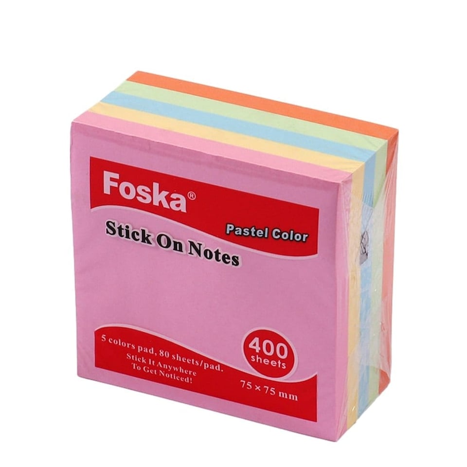 image 1 of 400 Sheets Pastel Colour Sticky Notes Memo Block 75x75mm | Multi