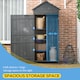 image 3 of Outsunny Wooden Outdoor Storage Shed, Compact Utility Outdoor Tool Shed with Lockable Double Doors and Shelves, Grey