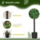 image 4 of HOMCOM Set of 2 Potted Artificial Plants Boxwood Ball Trees Indoor Outdoor, 60cm