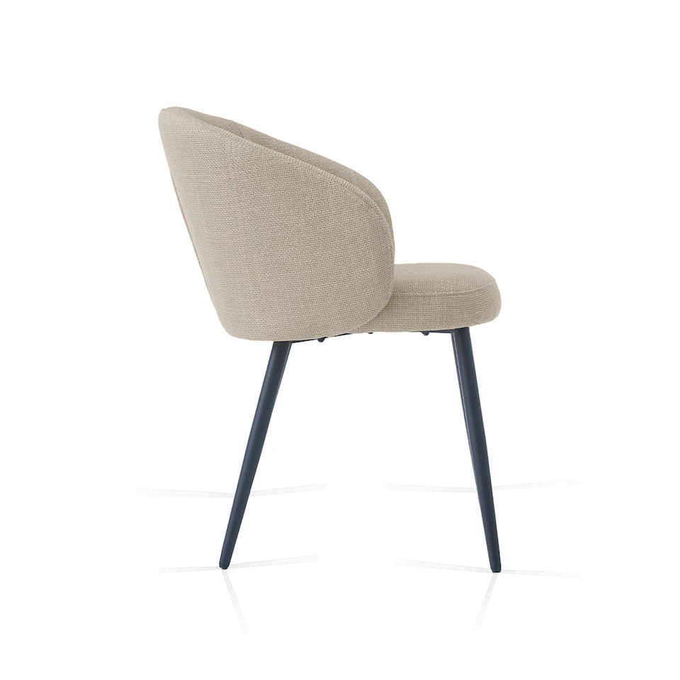 image 1 of SONARA Modern Set of 2 Chunky Weave Fabric Ergonomic Dining Chairs with Arms | White