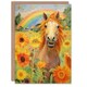 image 1 of Rainbow Boho Hippie Horse in Sunflower Field Birthday Card