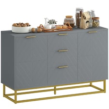 HOMCOM Sideboard Storage Cabinet with Adjustable Shelves Grey