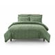 image 1 of Ultra Soft Teddy Duvet Cover Set Leaves Embossed Cozy Fleece Bedding | Green | Single