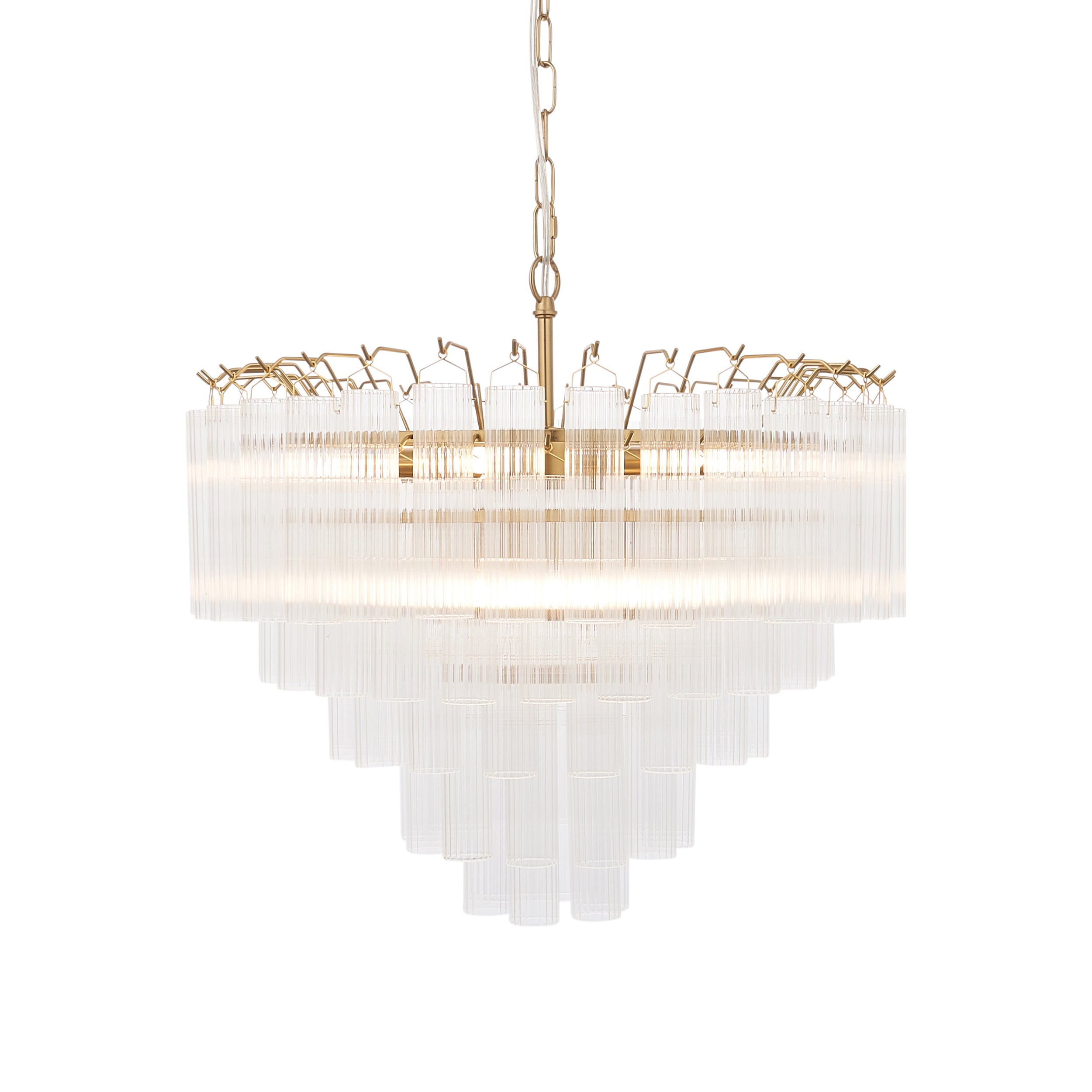Elegant Satin Brass Pendant Light with Ribbed Glass Design for Stylish Interiors