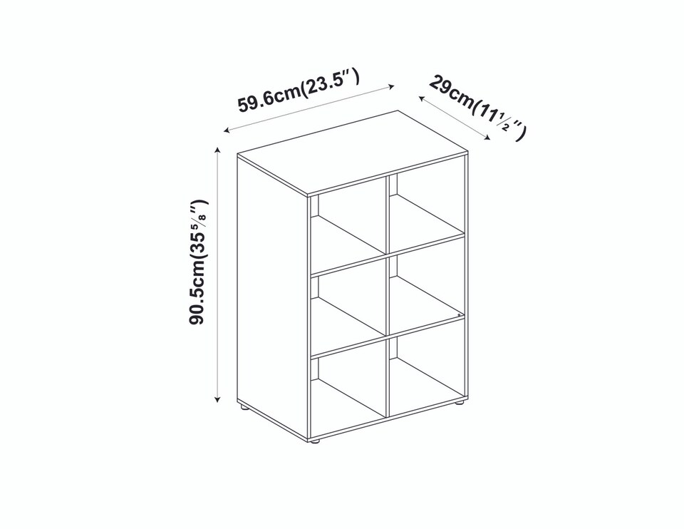 image 1 of 6-Cube Shelving Unit With Geo Doors | Brown | Oak & White | 1