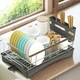 image 5 of Toque Dish Drying Rack 3 Tier Plate Cup Drainer Cutlery Holder Kitchen Organizer Black