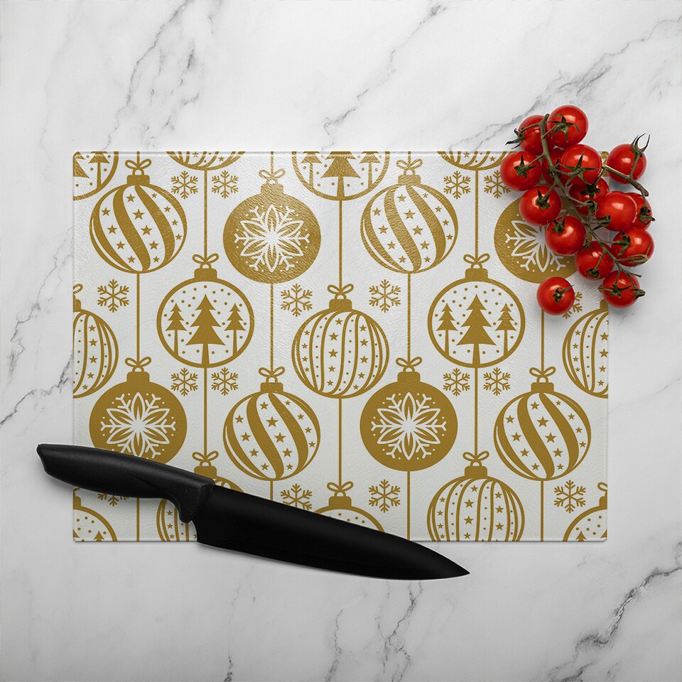 image 1 of Christmas Baubles Dining Glass Chopping Board | Multi