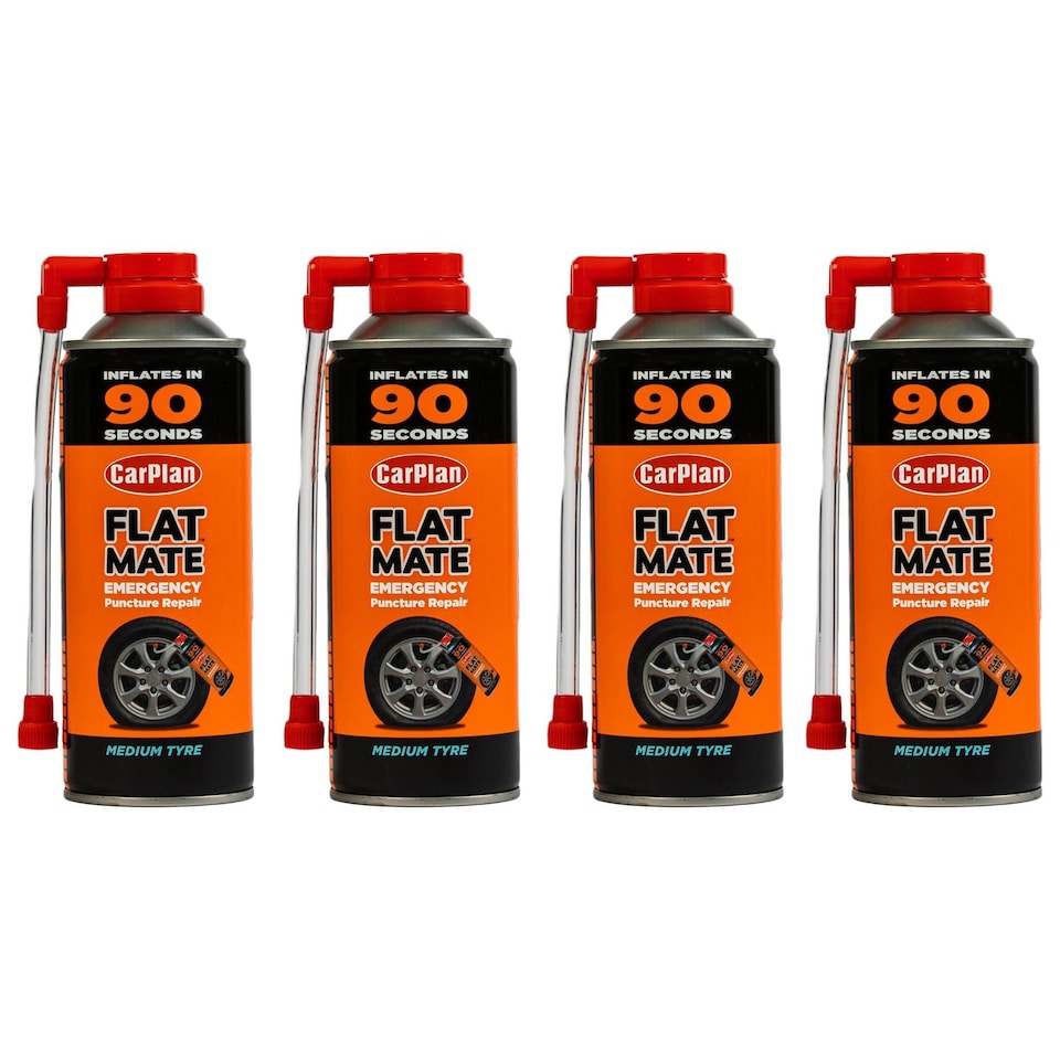 image 1 of CarPlan Flat Mate Tyre Inflator Emergency Puncture Repair 400ml x4 Treatment
