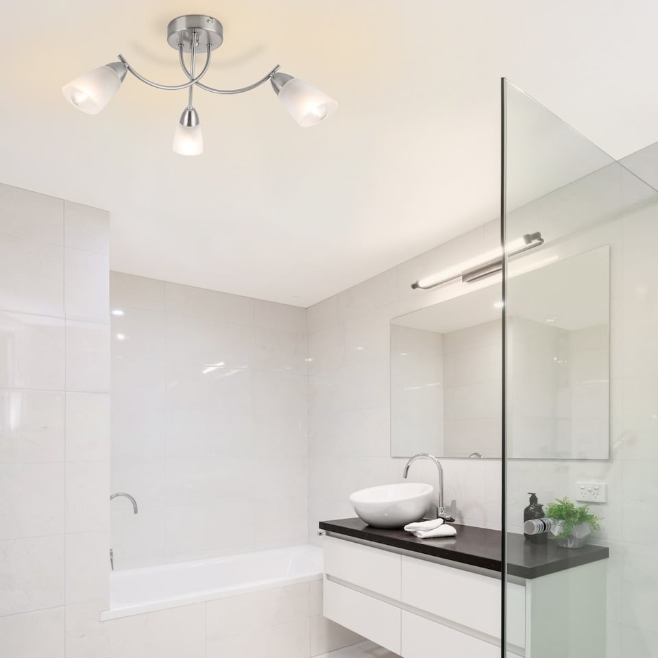 image 1 of COSYLYTE Hallie Bathroom Light 3 Classic Glass Ceiling Light - Brushed Nickel | Silver | Brushed Nickel | 1