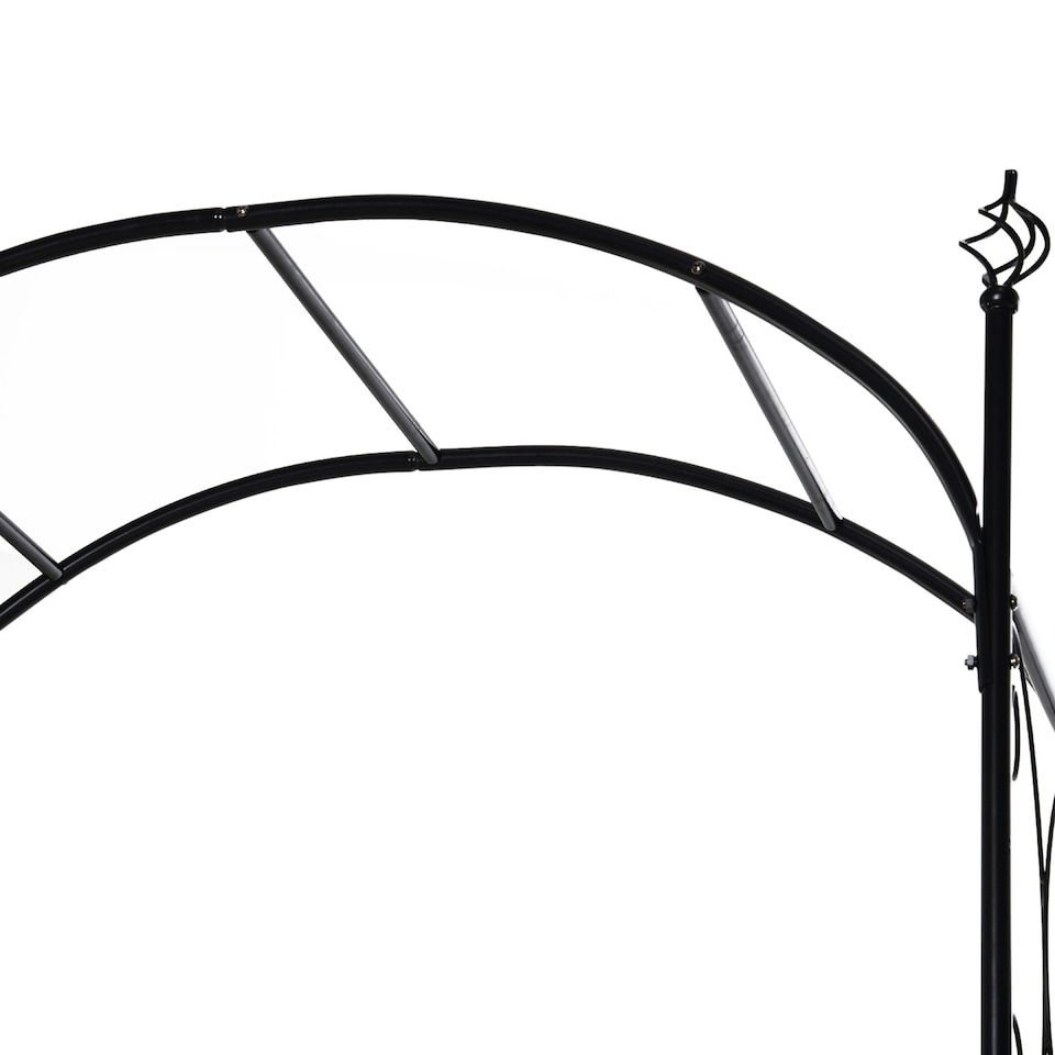 image 1 of Outsunny Metal Decorative Backyard Arch w/ Gate Garden Arbor for Climbing Plants