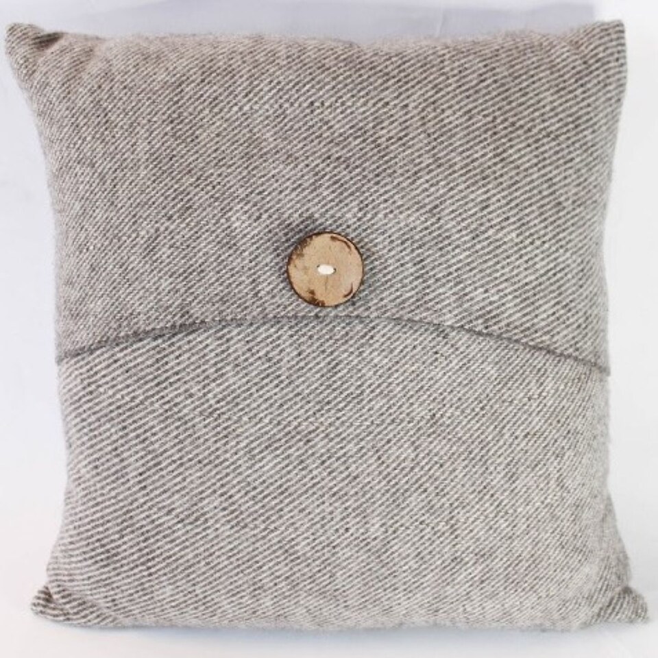image 1 of Romney Marsh Wools, Fostum British Soft Wool Cushion, Button Design