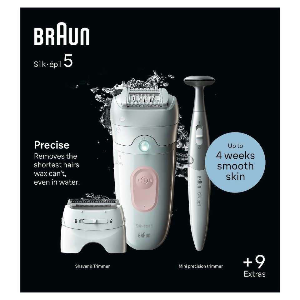 image 1 of Braun Silk-épil 5, Epilator For Easy Hair Removal, Lasting Smooth Skin, 5-230, White/Flamingo
