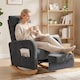 image 2 of HOMCOM Upholstered Rocking Chair with Retractable Footrest Grey