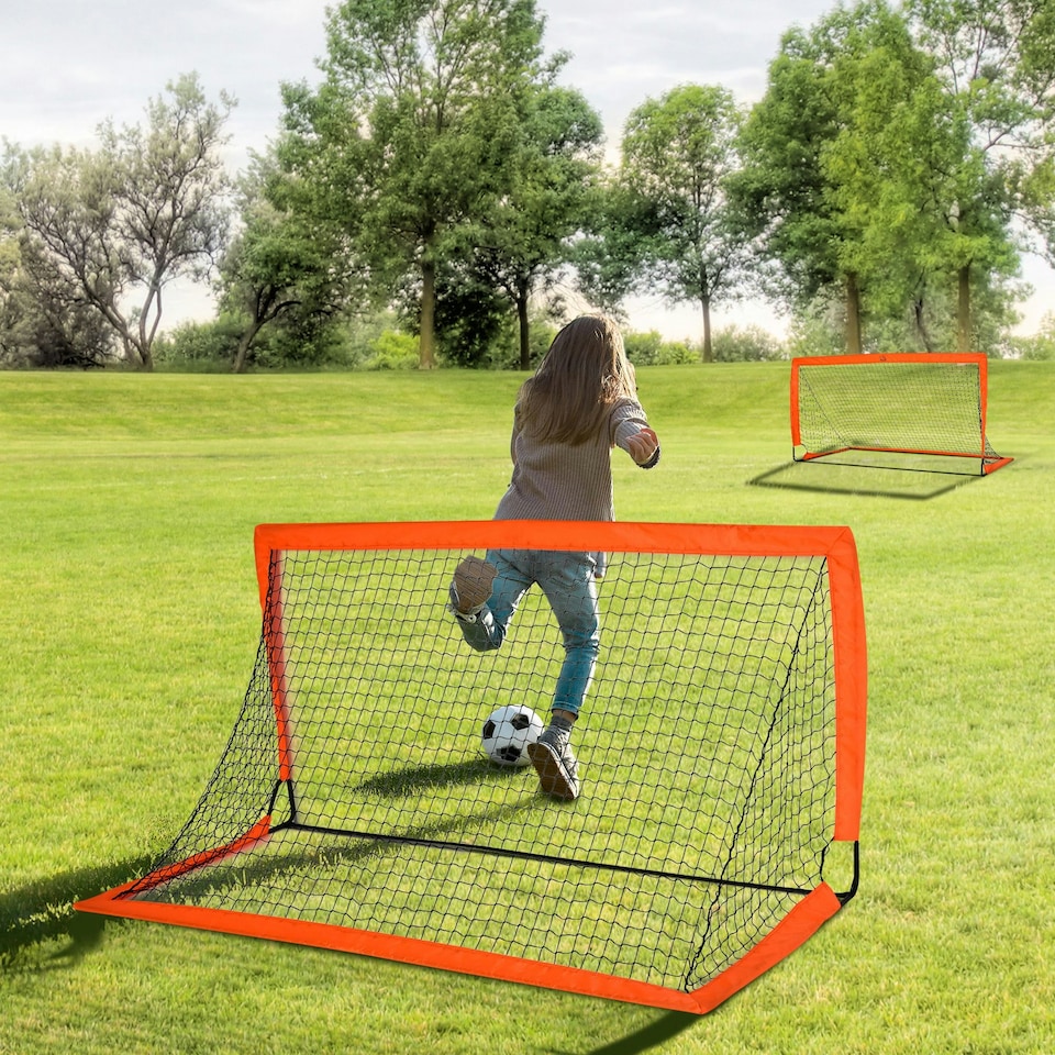 image 1 of HOMCOM Football Goal Folding Outdoor with All Weather Net 6'x3' Orange