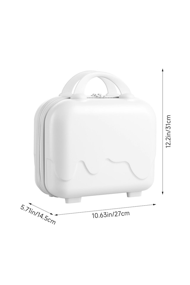 image 1 of Living and Home Portable Lightweight Hard Shell Travel Cosmetic Case | White | Personal Item