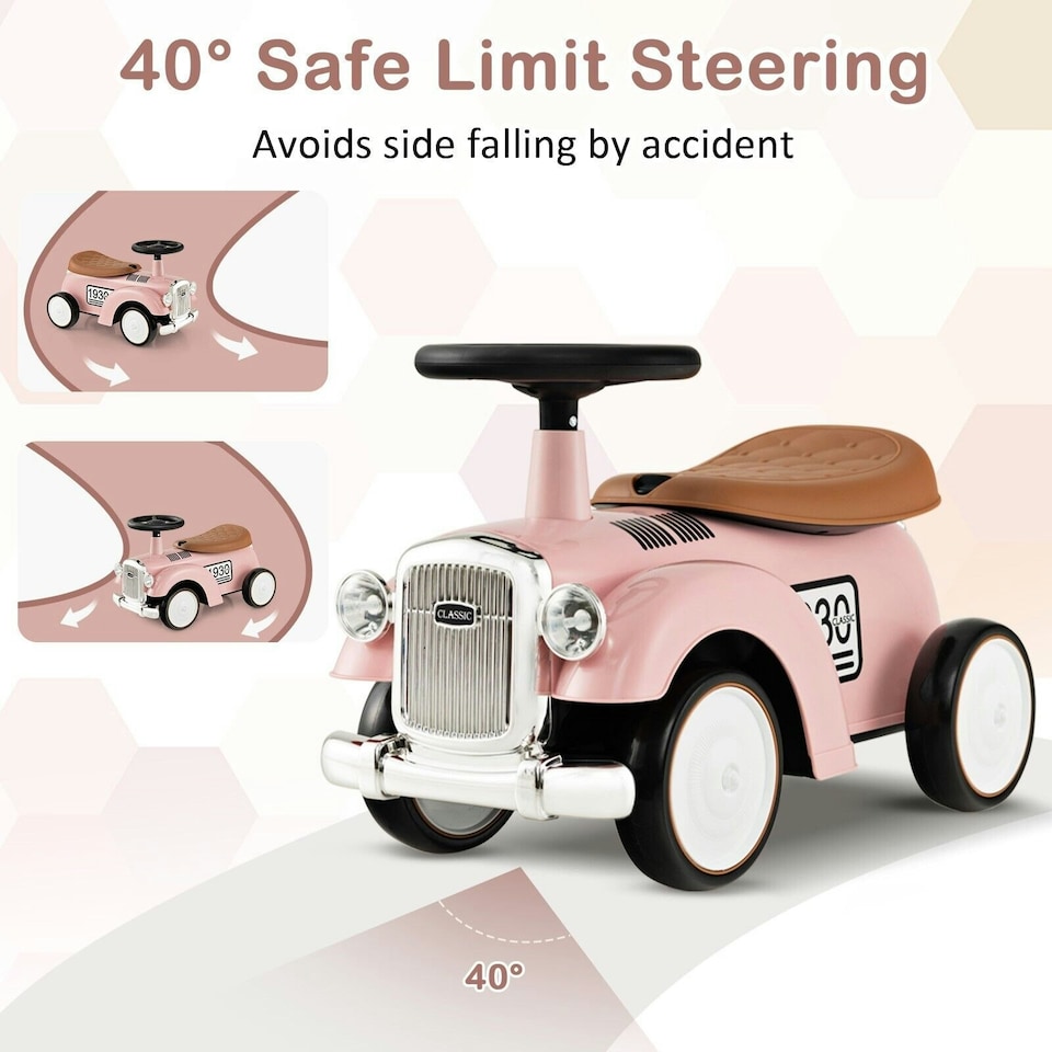 image 1 of COSTWAY Kids Ride on Push Car Toddler Sliding Car Pink