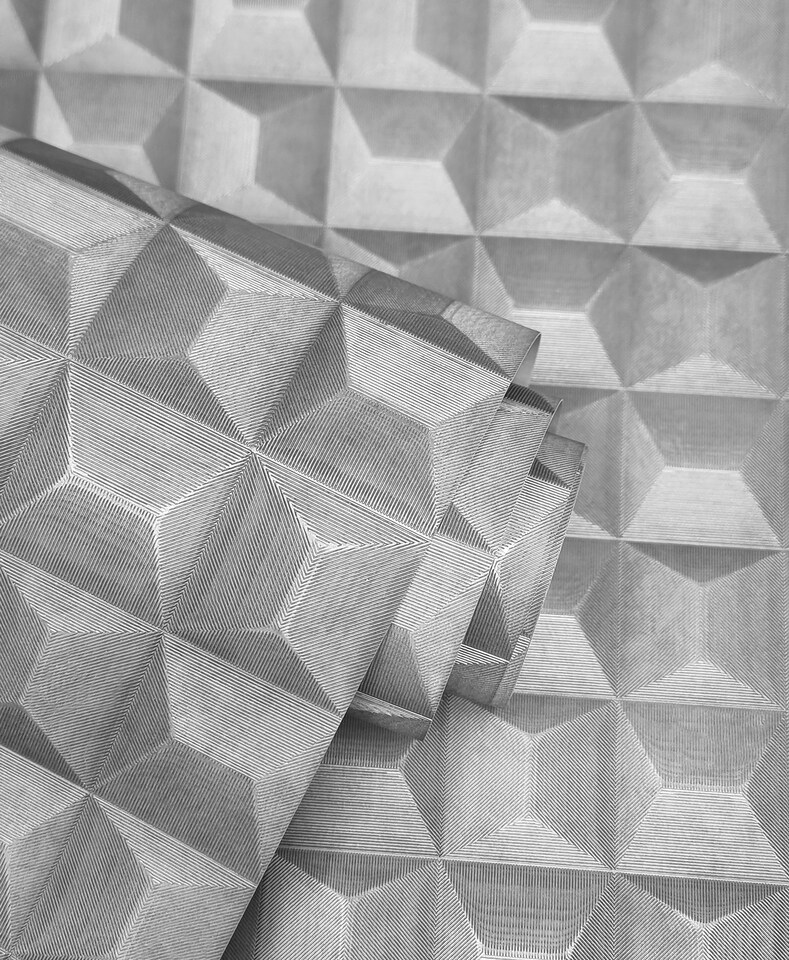 image 1 of Vymura M95684 Romero 3D Geo Wallpaper, Grey