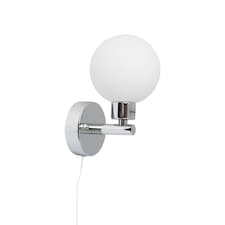 Dais - Chrome Opal Glass IP44 Pull Cord Bathroom Wall Light | Chrome | 1