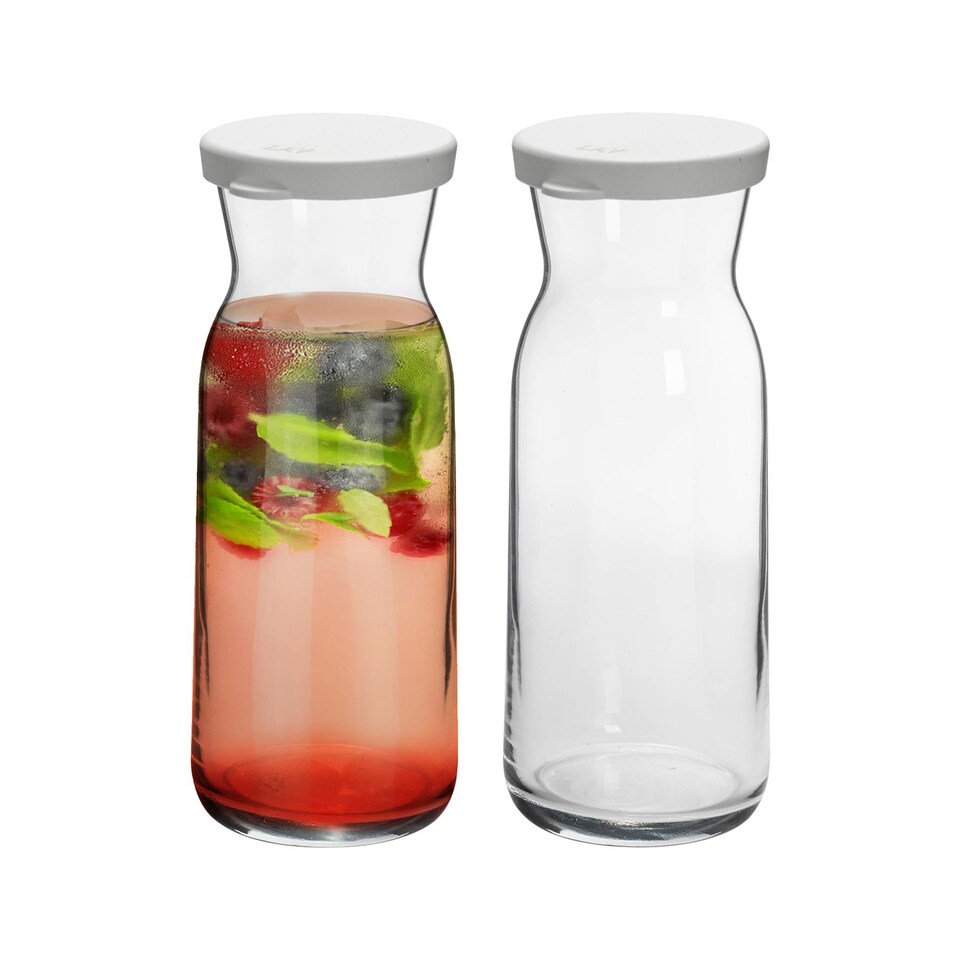 image 1 of Argon Tableware Brocca Glass Carafes with Silicone Lids - 700ml - Pack of 2
