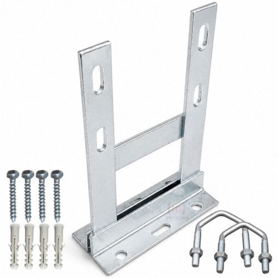 image 1 of Inbrackets 6" x 9" Heavy Duty Galvanised Wall Bracket for Starlink, TV Aerial and Satellite Mast