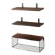 image 1 of Living and Home 3Pcs Wooden Wall Floating Shelves with Basket