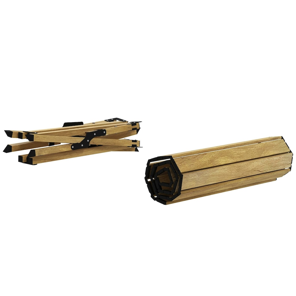 image 1 of Outsunny Folding Camping Table Aluminium Picnic Table with Roll-Up Top Natural