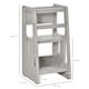 image 7 of HOMCOM Kids Step Stool, Adjustable Standing Platform, Toddler Kitchen Stool Grey