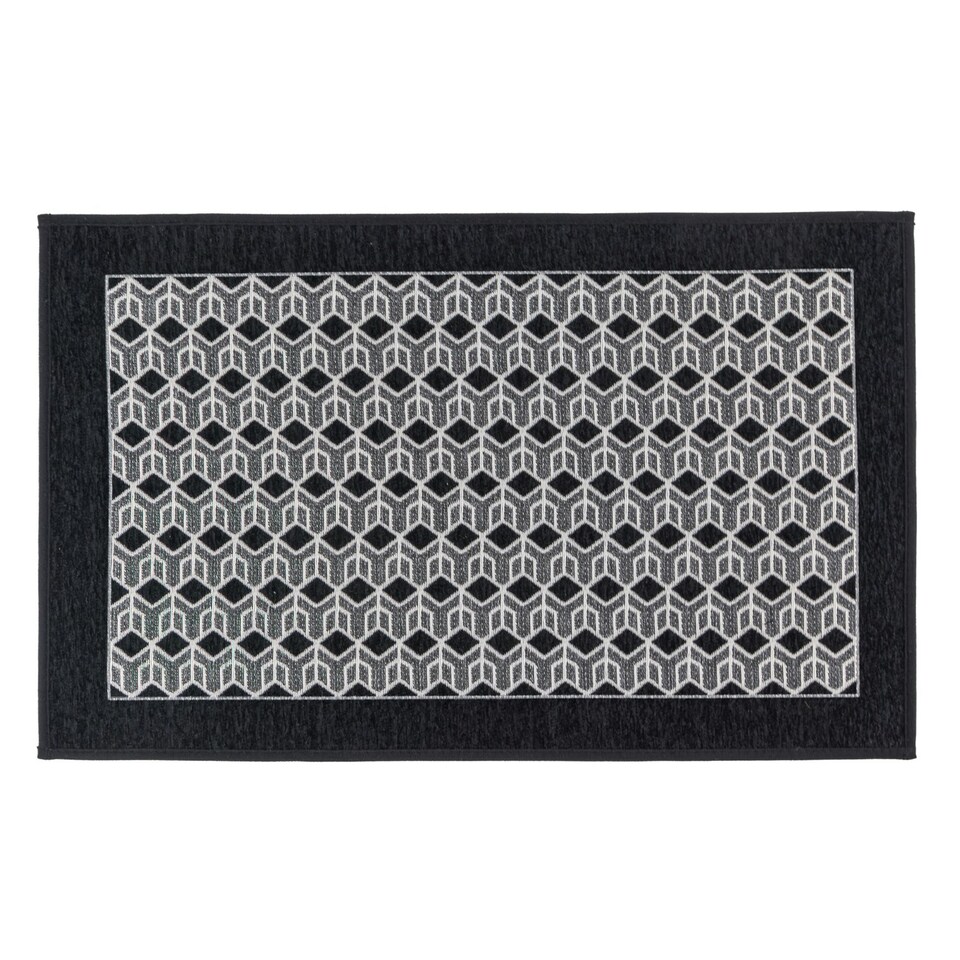 image 1 of JVL Allure Machine Washable Entrance Doormat, 50x75cm - Black