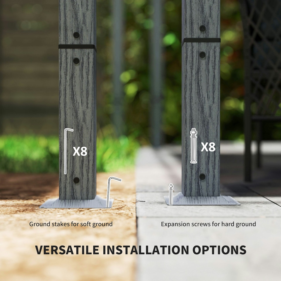 image 1 of Outsunny 3 x 3(m) Aluminium Garden Pergola with Retractable Roof, Grey